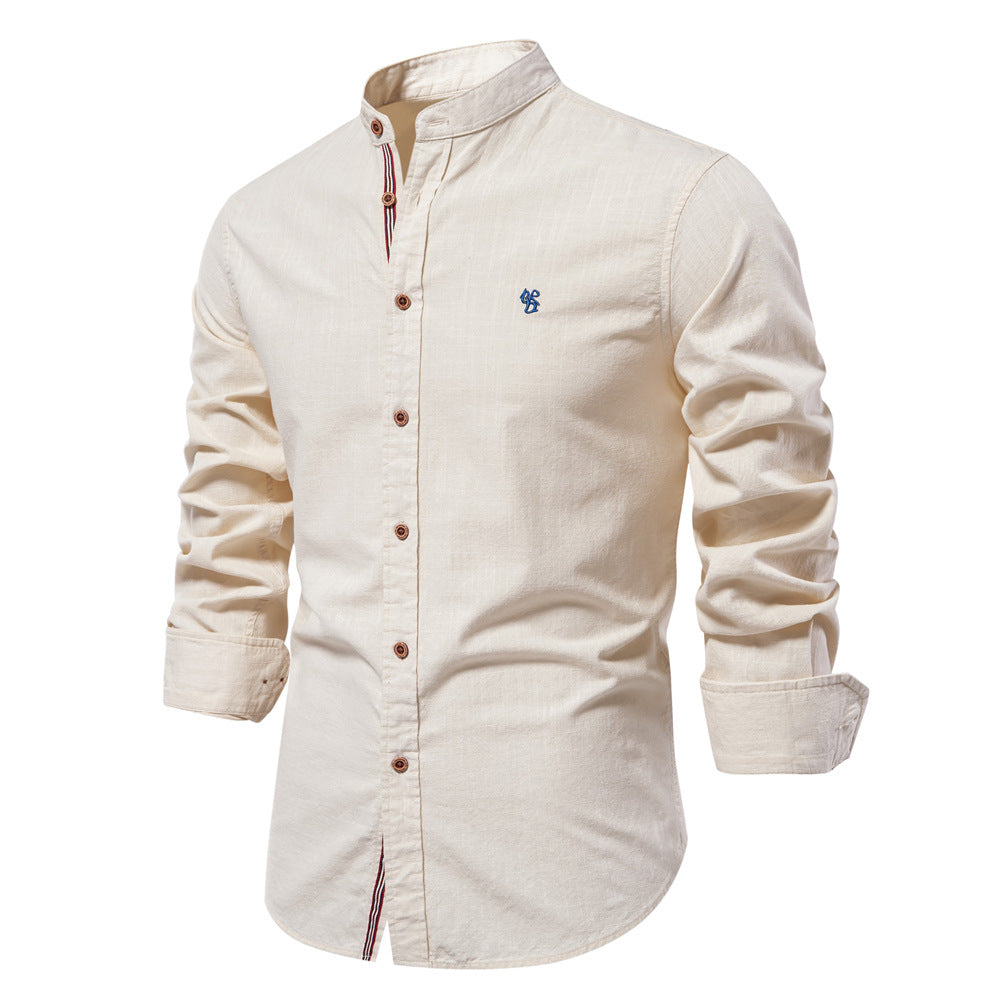 Men's Mandarin Collar Button-Up Shirt