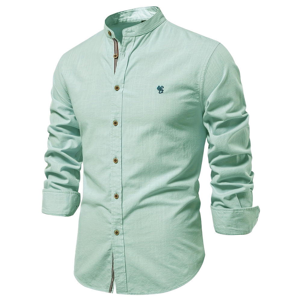 Men's Mandarin Collar Button-Up Shirt