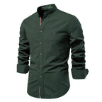 Men's Mandarin Collar Button-Up Shirt