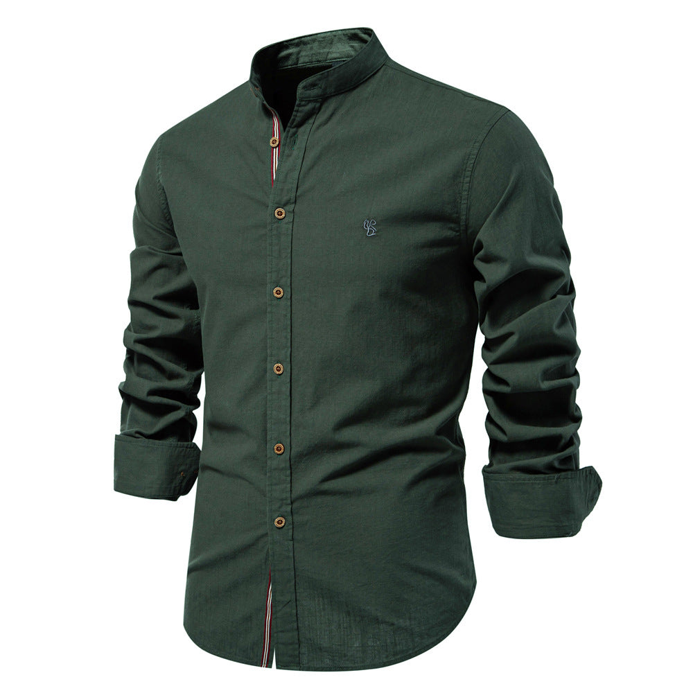 Men's Mandarin Collar Button-Up Shirt