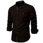 Men's Mandarin Collar Button-Up Shirt
