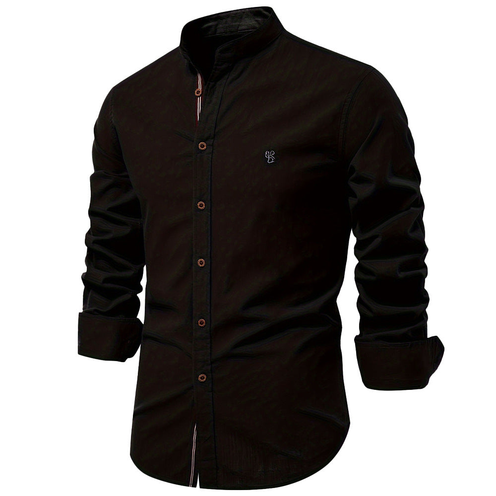 Men's Mandarin Collar Button-Up Shirt