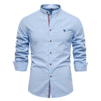 Men's Mandarin Collar Button-Up Shirt