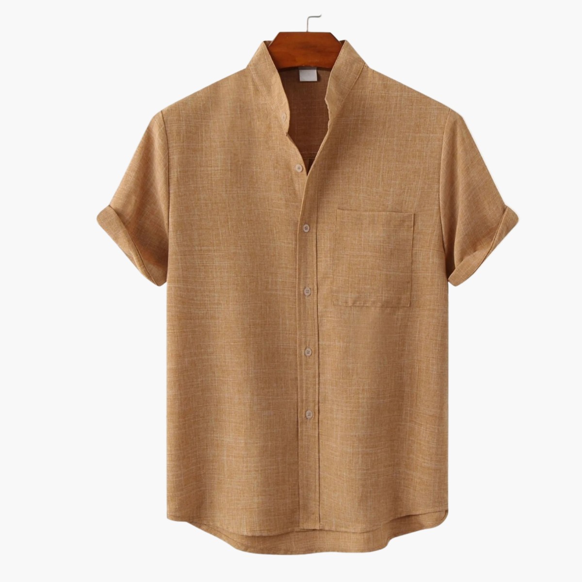 Men's Mandarin Collar Shirt and Shorts Set