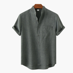 Men's Mandarin Collar Shirt and Shorts Set