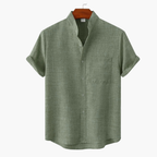 Men's Mandarin Collar Shirt and Shorts Set