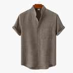 Men's Mandarin Collar Shirt and Shorts Set