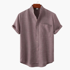 Men's Mandarin Collar Shirt and Shorts Set