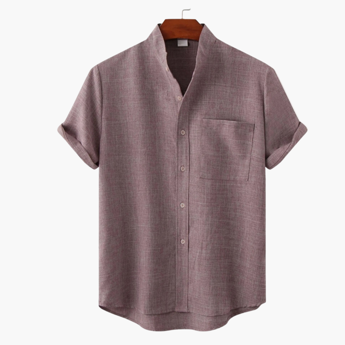 Men's Mandarin Collar Shirt and Shorts Set