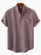 Men's Mandarin Collar Shirt and Trousers Set