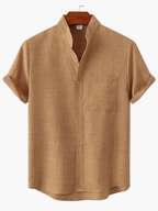 Men's Mandarin Collar Shirt and Trousers Set