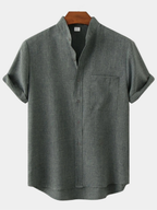 Men's Mandarin Collar Shirt and Trousers Set