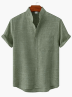 Men's Mandarin Collar Shirt and Trousers Set