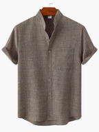 Men's Mandarin Collar Shirt and Trousers Set
