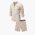 Men's Mandarin Shirt and Shorts Set