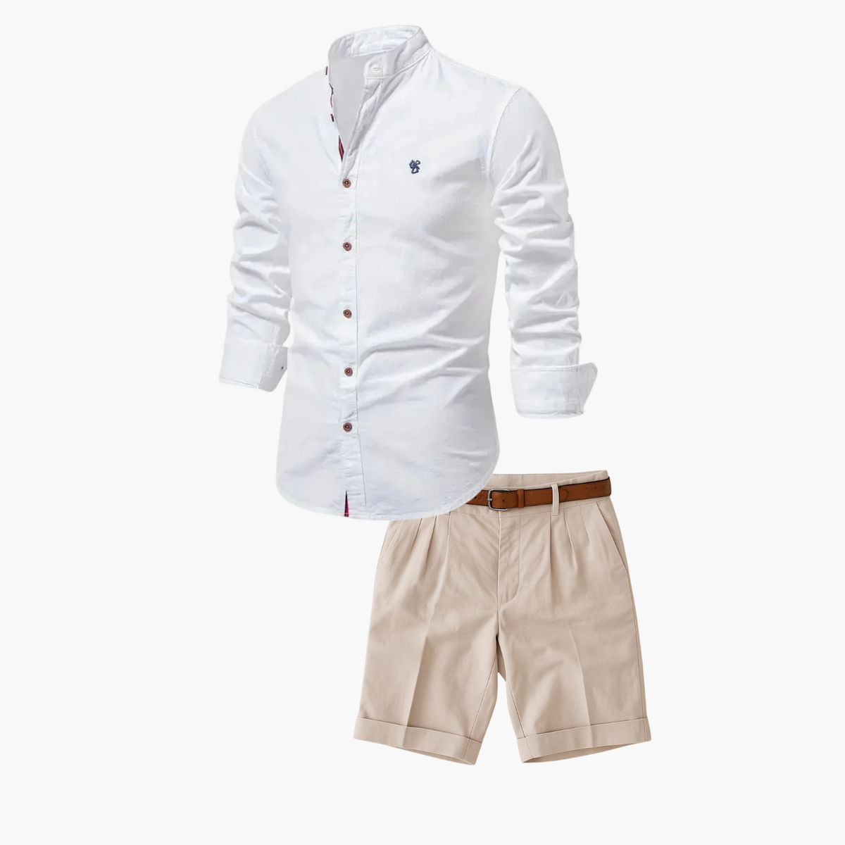 Men's Mandarin Shirt and Shorts Set
