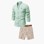 Men's Mandarin Shirt and Shorts Set