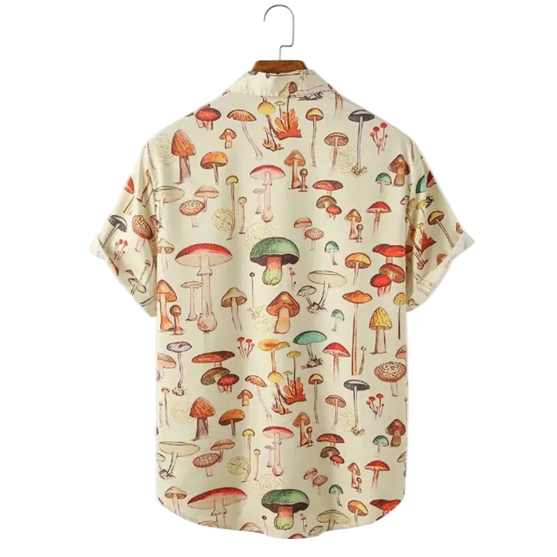 Men's Mushroom Print Button Shirt