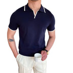 Men's Open Neck Contrast Polo Shirt