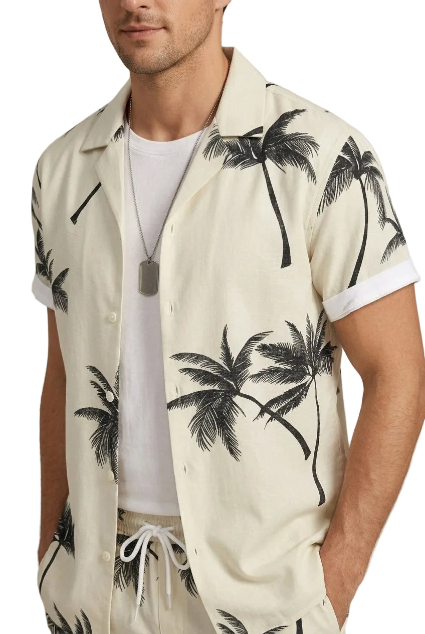 Men's Palm Print Shirt and Shorts Set