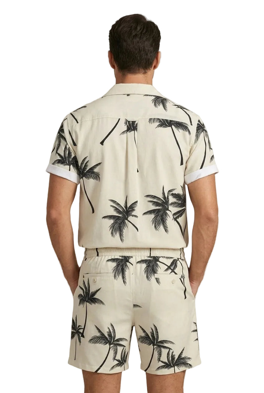 Men's Palm Print Shirt and Shorts Set
