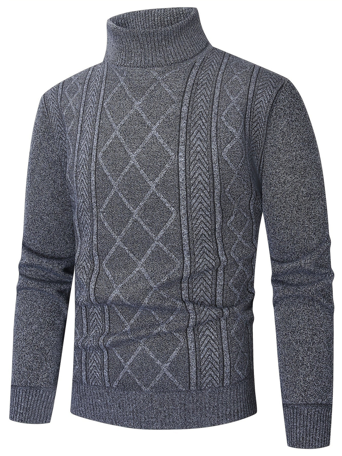 Men's Patterned Roll-Neck Jumper