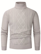 Men's Patterned Roll-Neck Jumper