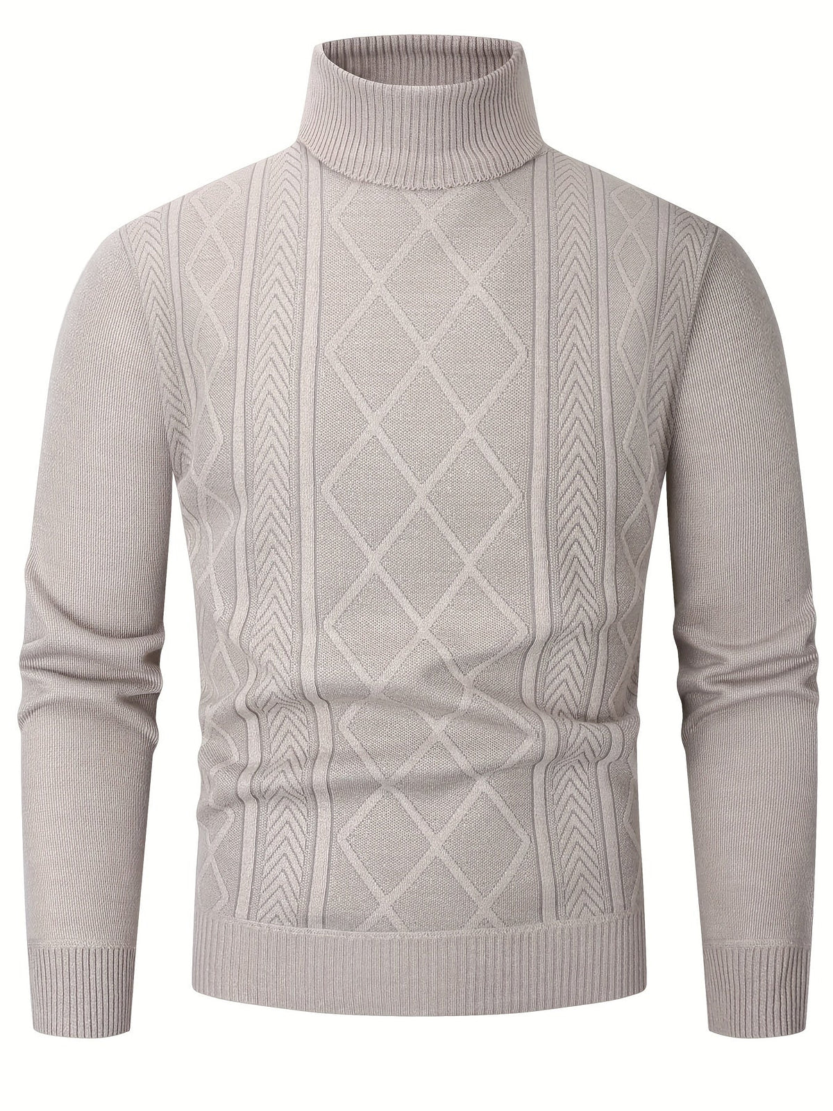Men's Patterned Roll-Neck Jumper