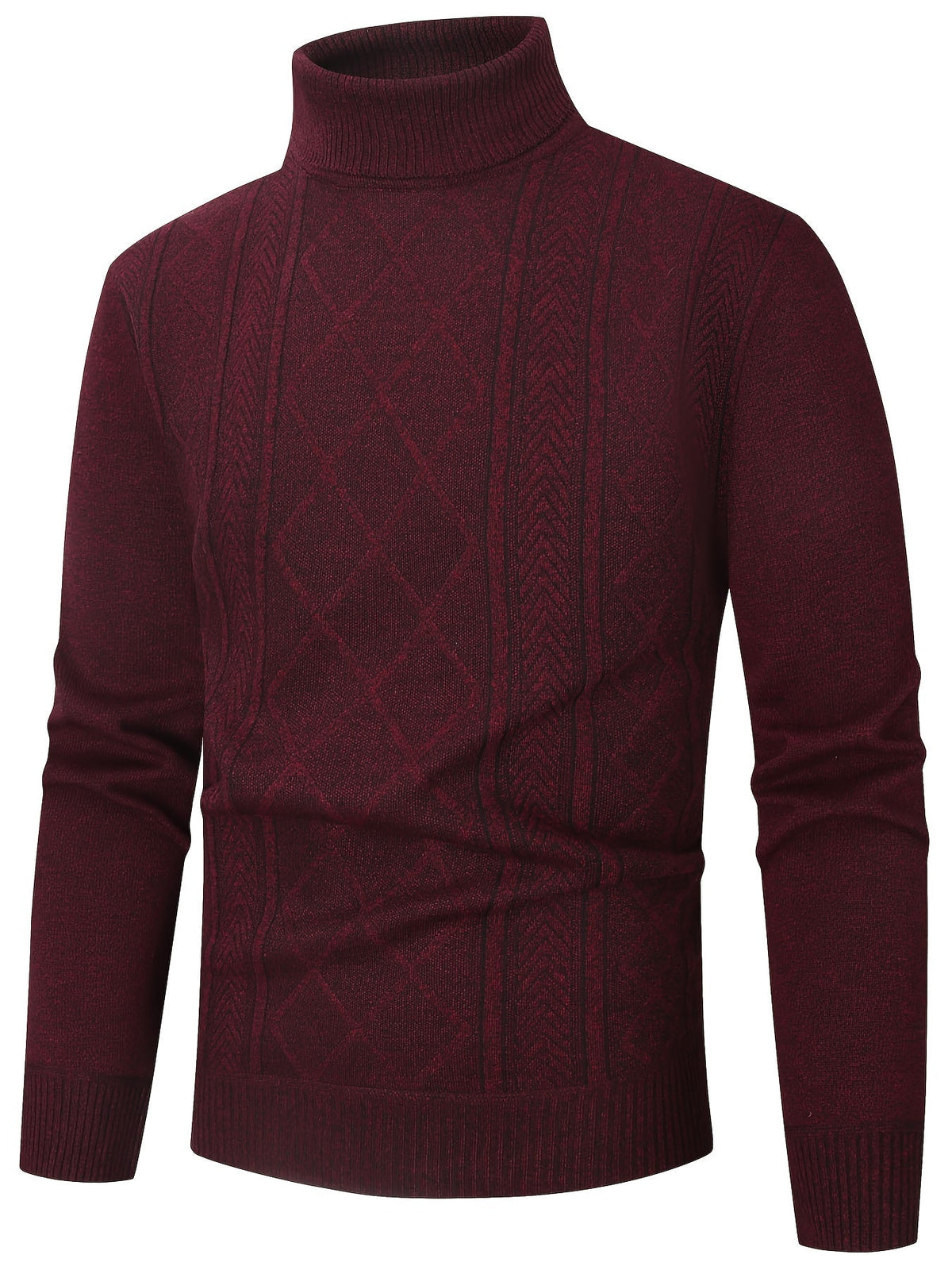 Men's Patterned Roll-Neck Jumper