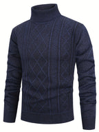 Men's Patterned Roll-Neck Jumper