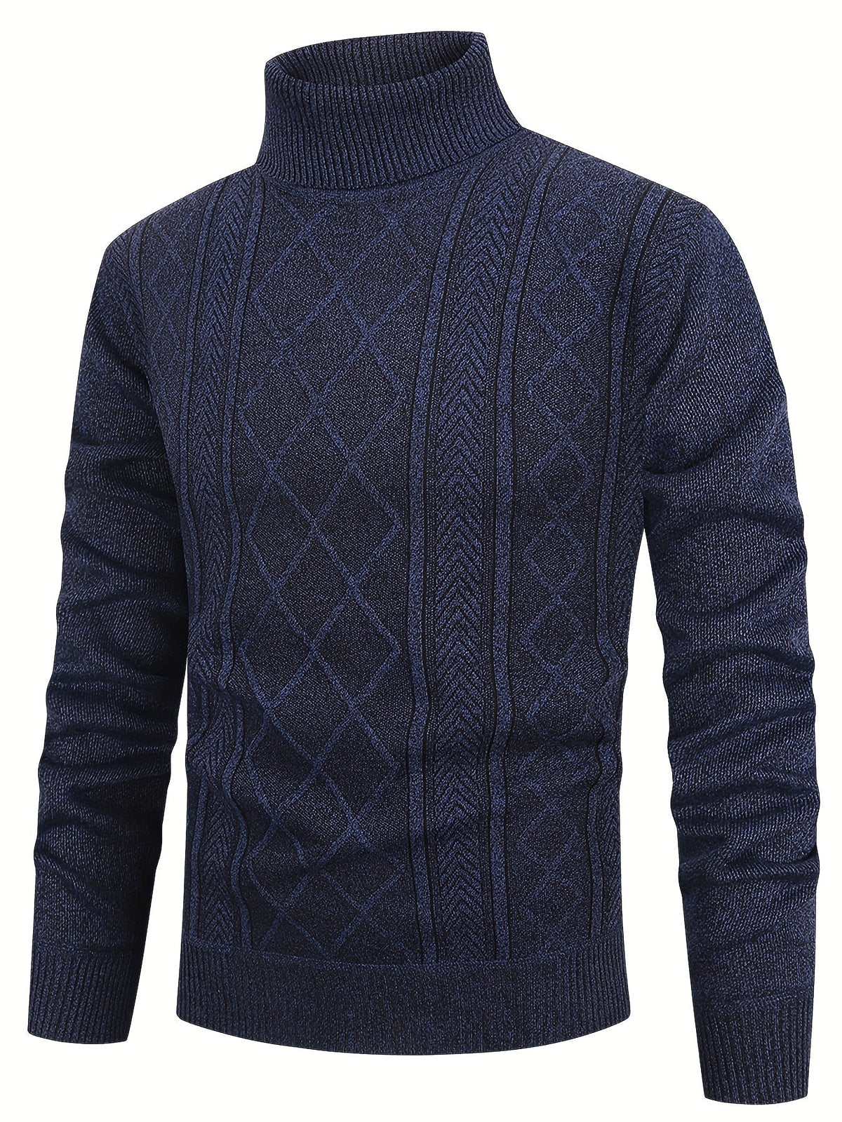 Men's Patterned Roll-Neck Jumper