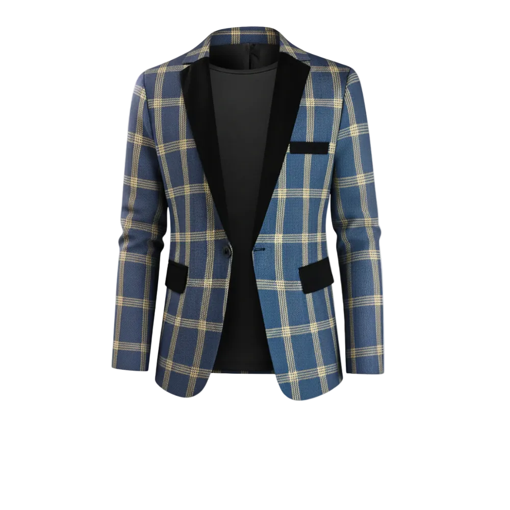 Men's Plaid Detail Blazer