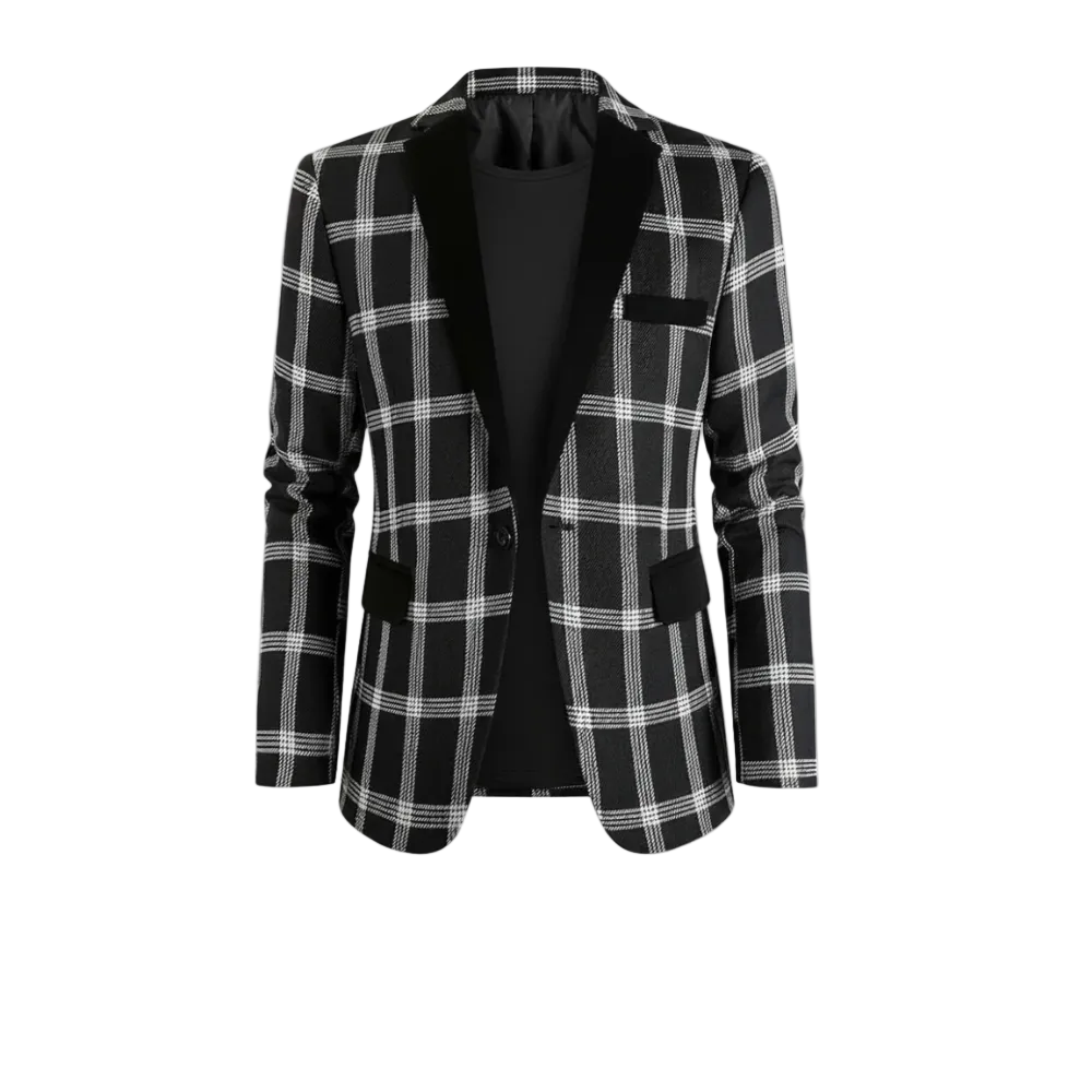Men's Plaid Detail Blazer
