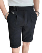 Men's Pleat Buckle Detail Shorts