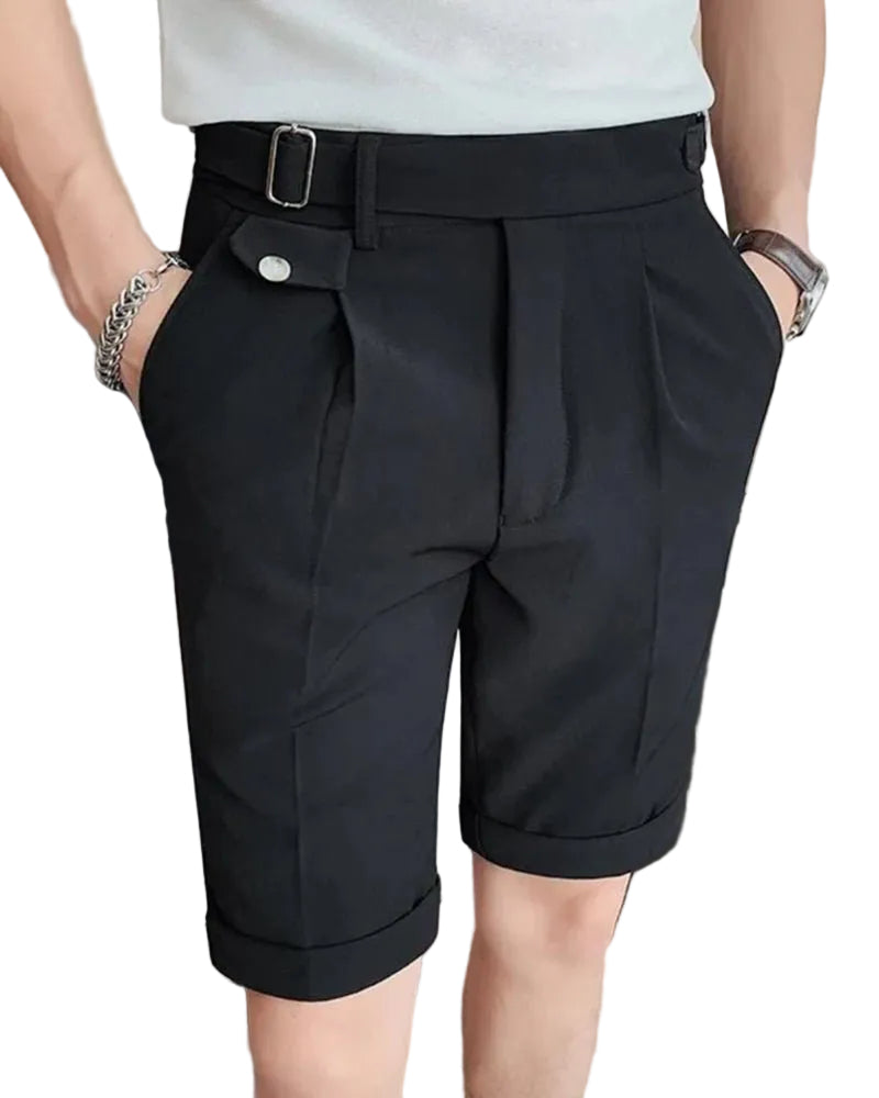 Men's Pleat Buckle Detail Shorts