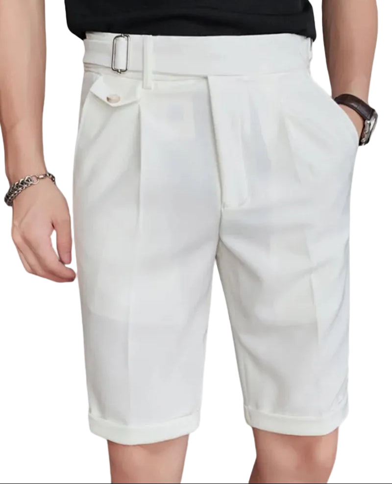 Men's Pleat Buckle Detail Shorts