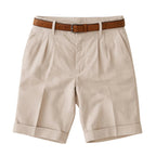 Men's Pleated Belted Shorts