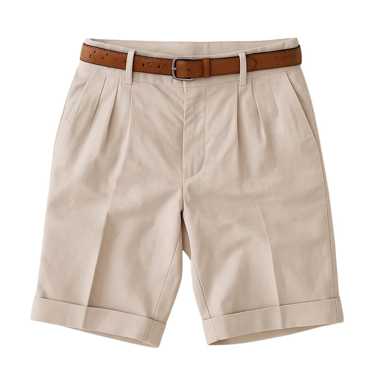 Men's Pleated Belted Shorts