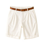 Men's Pleated Belted Shorts