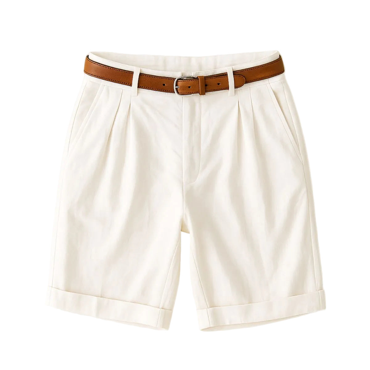 Men's Pleated Belted Shorts