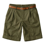 Men's Pleated Belted Shorts