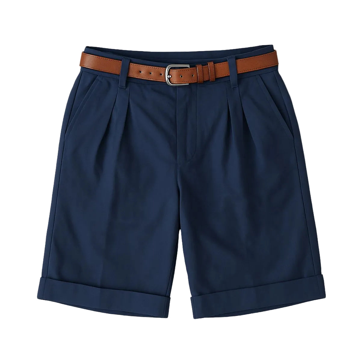 Men's Pleated Belted Shorts
