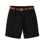 Men's Pleated Belted Shorts