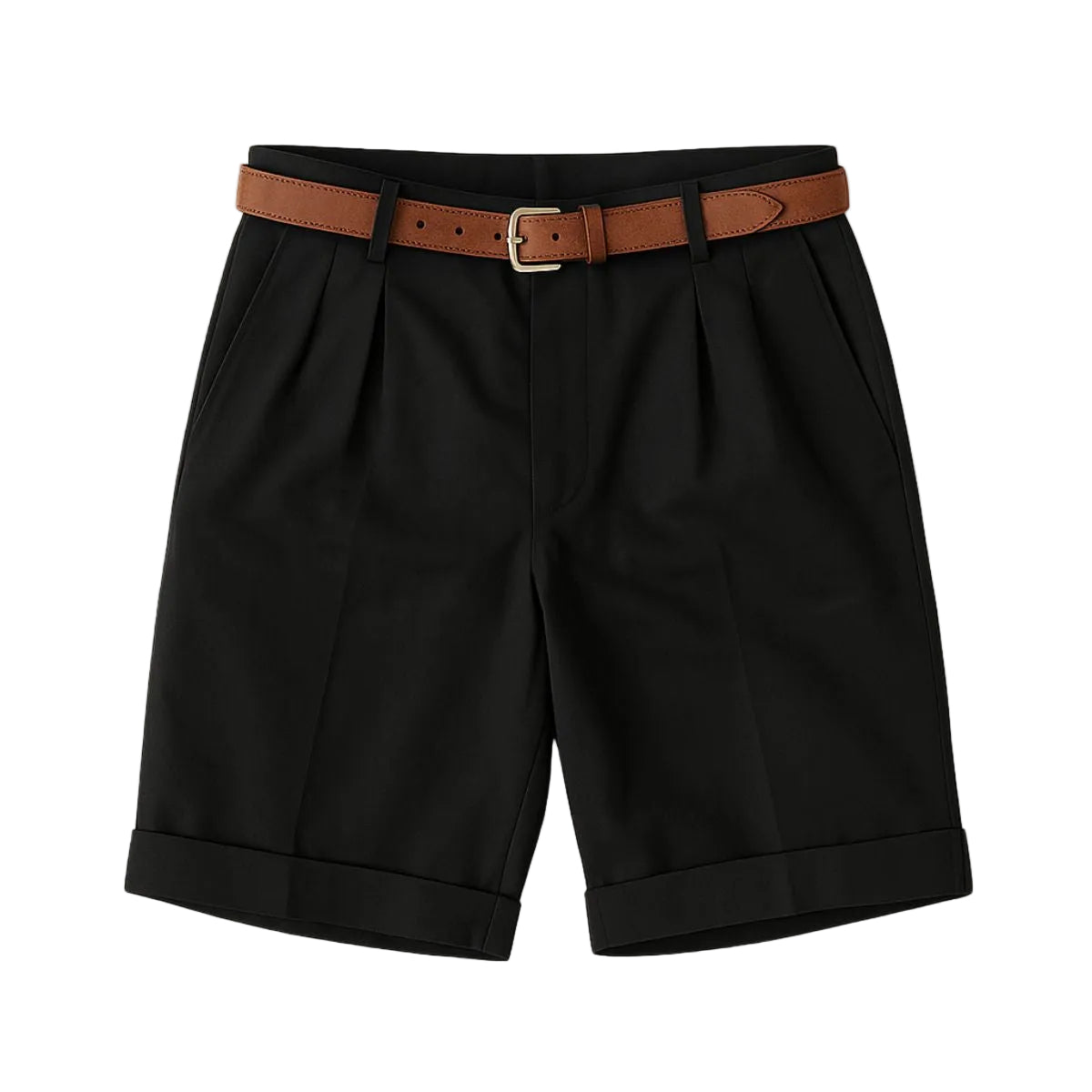 Men's Pleated Belted Shorts