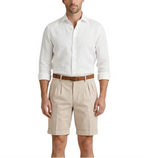 Men's Pleated Belted Shorts