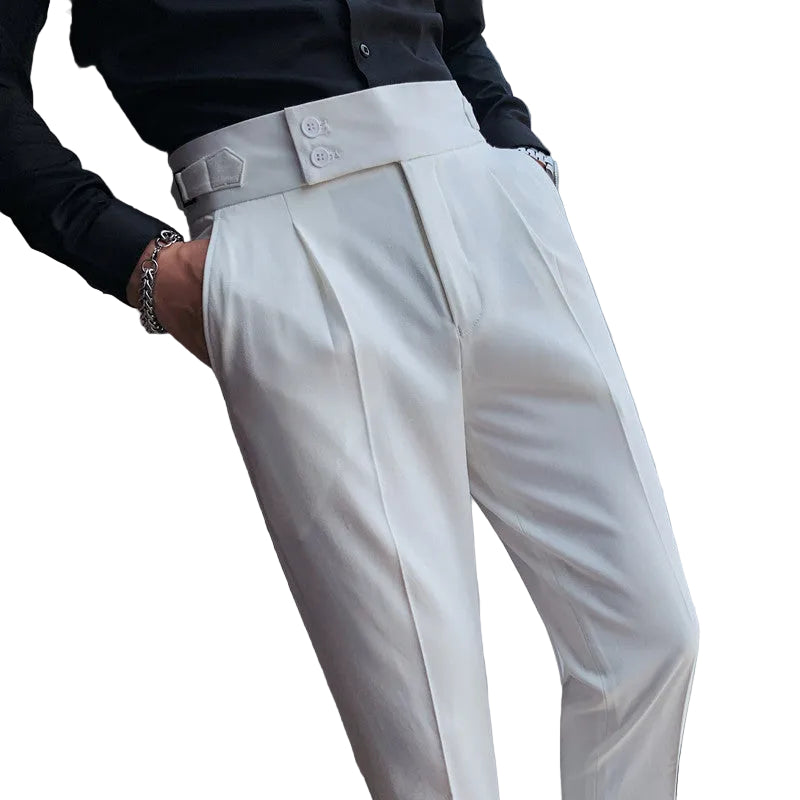 Men's Pleated Button Detail Trousers