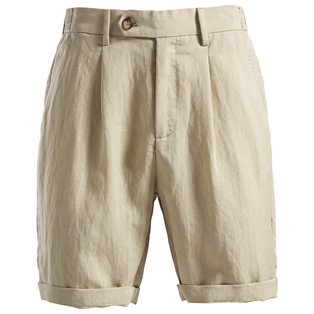 Men's Pleated Buttoned Shorts