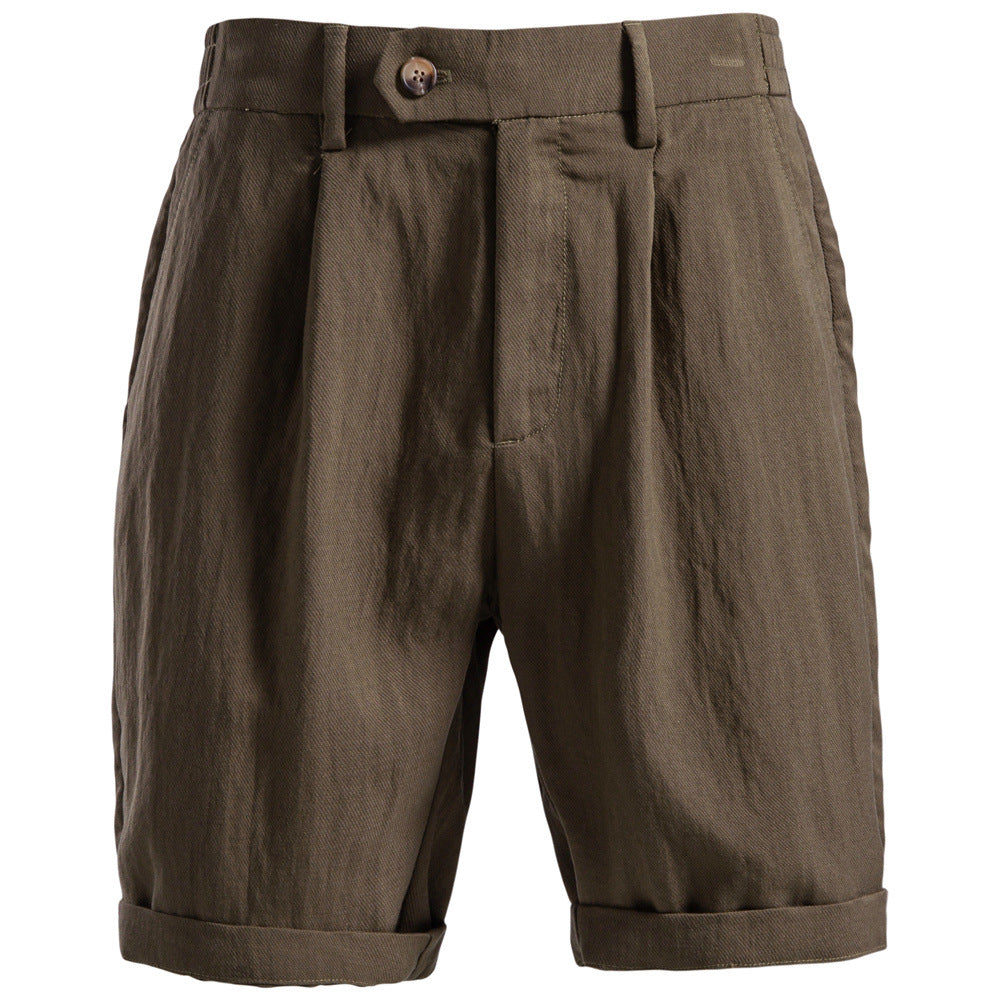 Men's Pleated Buttoned Shorts