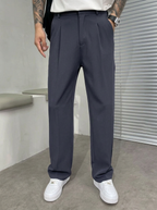 Men's Pleated Straight Leg Trousers