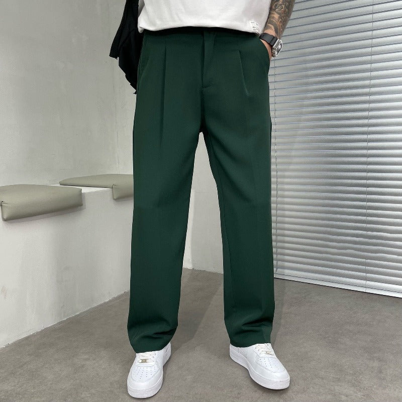 Men's Pleated Straight Leg Trousers